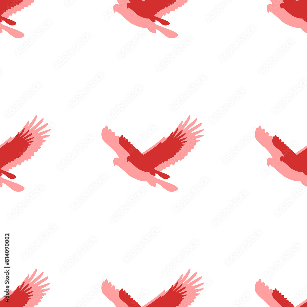 Poster seamless pattern of large isolated red eagle symbols. the elements are evenly spaced. illustration o