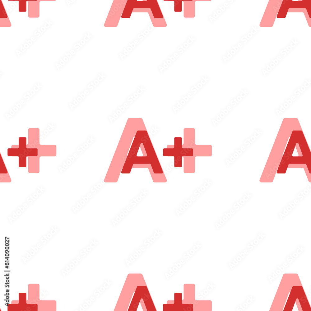 Poster seamless pattern of large isolated red a plus symbols. the elements are evenly spaced. illustration 