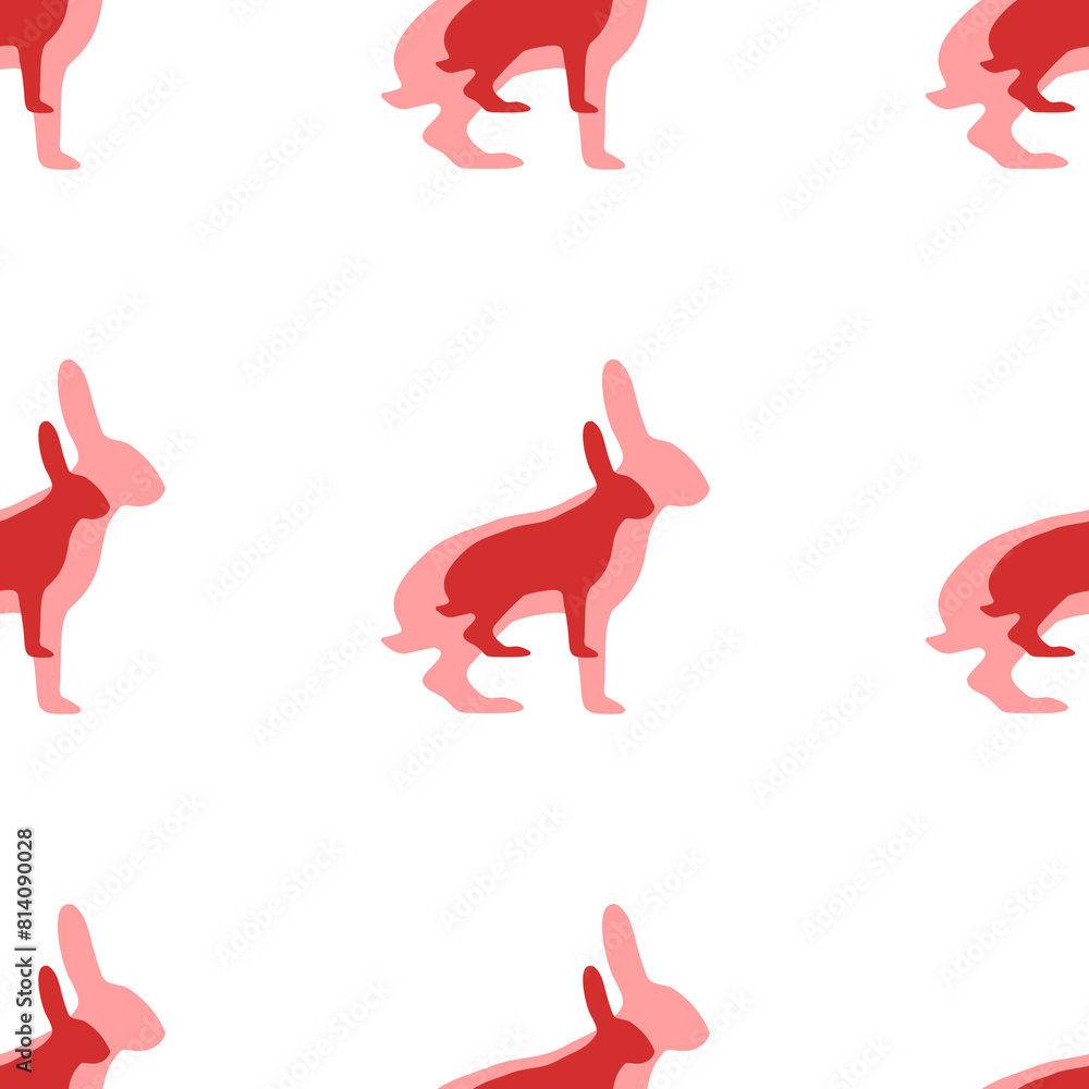 Poster seamless pattern of large isolated red hare symbols. the elements are evenly spaced. illustration on