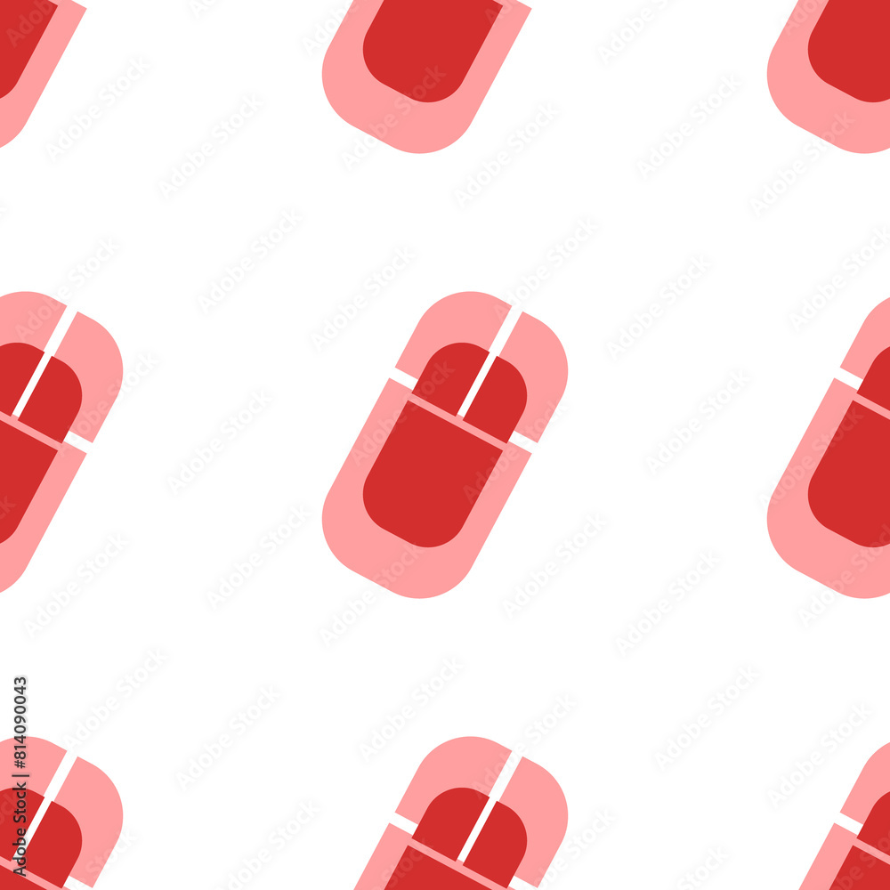Poster seamless pattern of large isolated red computer mouse symbols. the elements are evenly spaced. illus