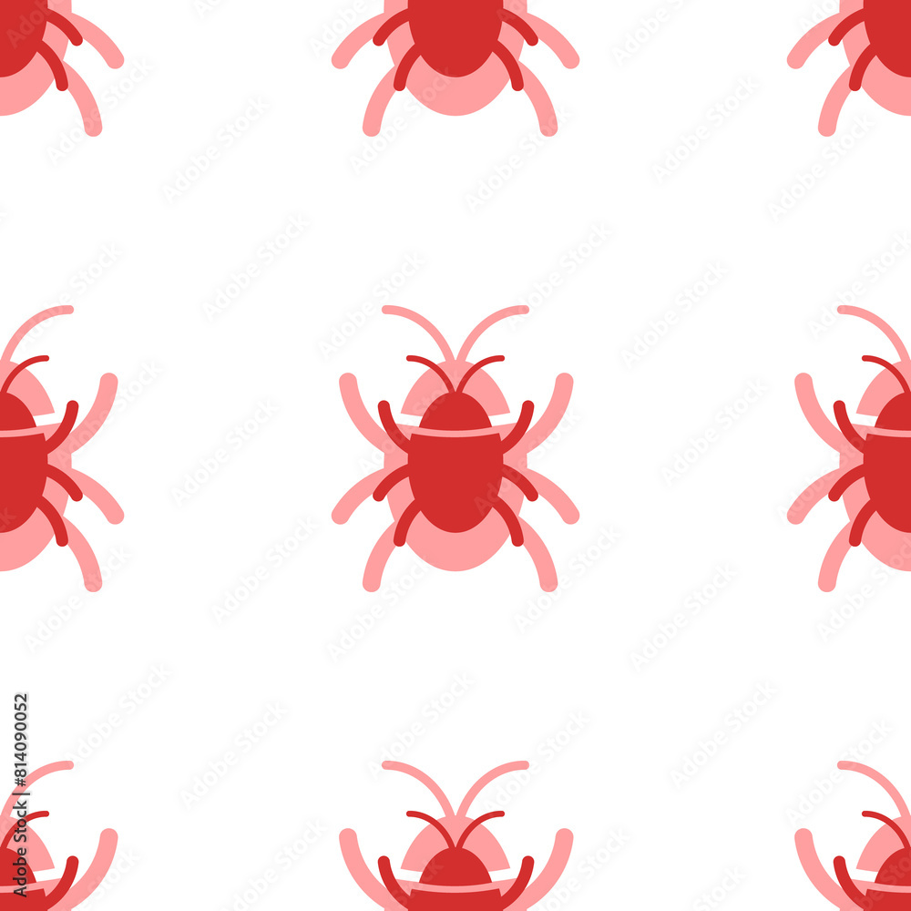 Poster seamless pattern of large isolated red bug symbols. the elements are evenly spaced. illustration on 