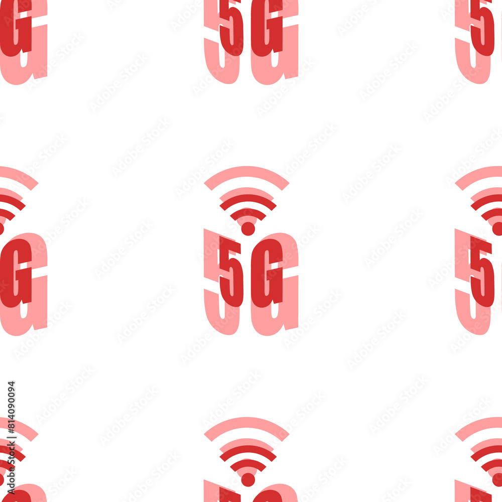 Poster seamless pattern of large isolated red 5g symbols. the elements are evenly spaced. illustration on l