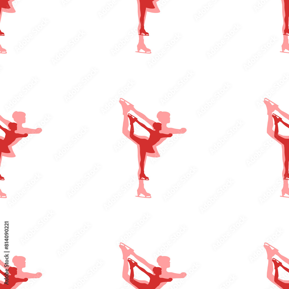 Poster seamless pattern of large isolated red figure skating symbols. the elements are evenly spaced. illus