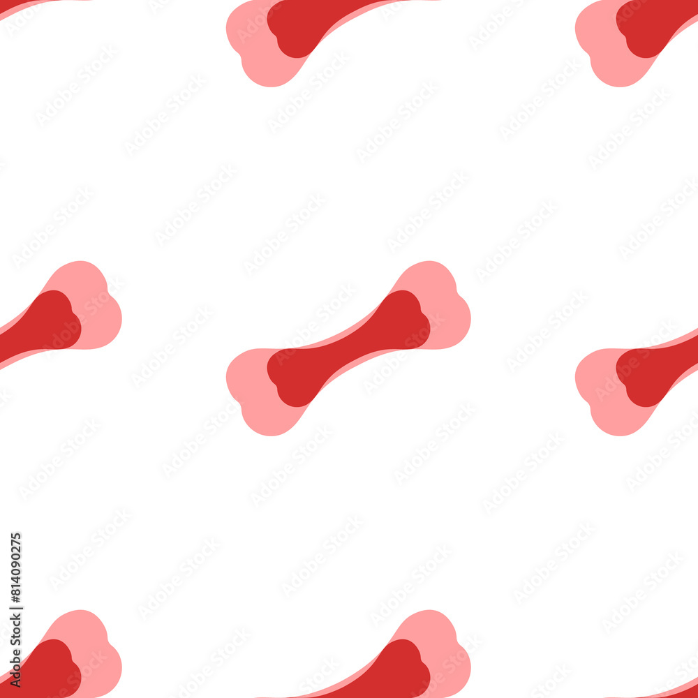 Poster seamless pattern of large isolated red dog bone symbols. the elements are evenly spaced. illustratio
