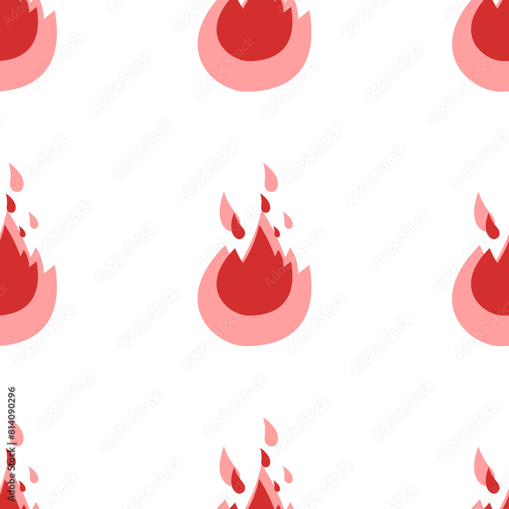 Poster seamless pattern of large isolated red fire symbols. the elements are evenly spaced. illustration on