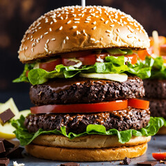 hamburger-hamburger on black-hamburger on black background