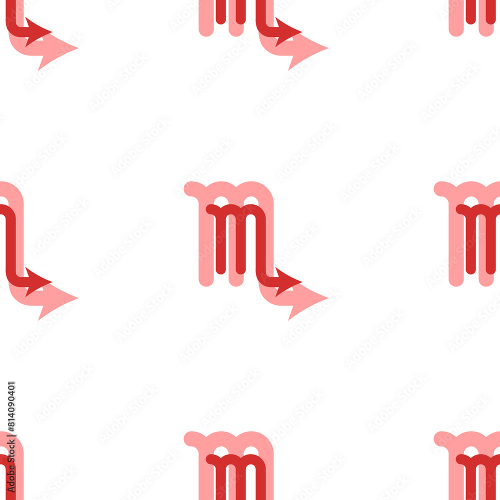 Poster seamless pattern of large isolated red zodiac scorpio symbols. the elements are evenly spaced. illus