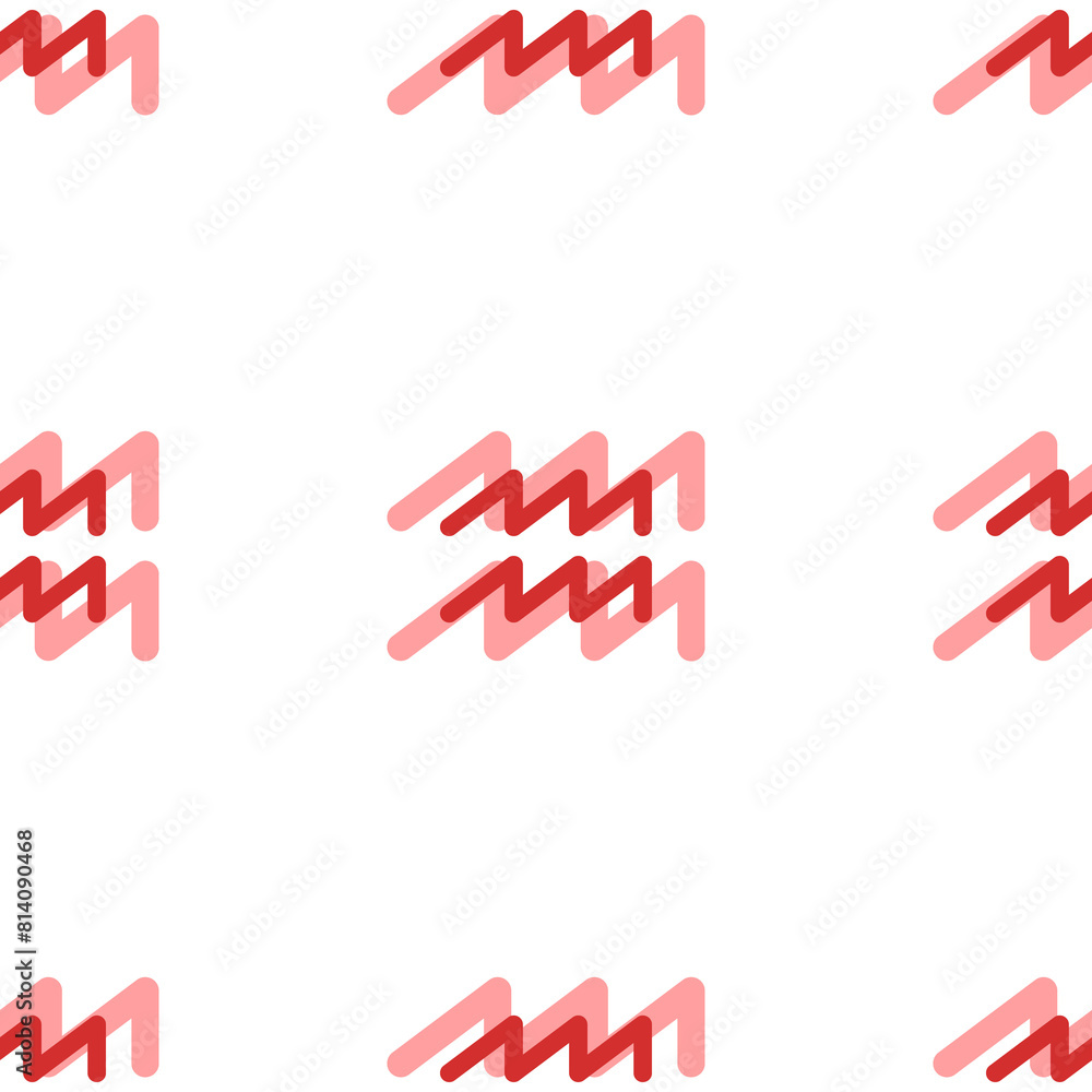 Poster seamless pattern of large isolated red zodiac aquarius symbols. the elements are evenly spaced. illu