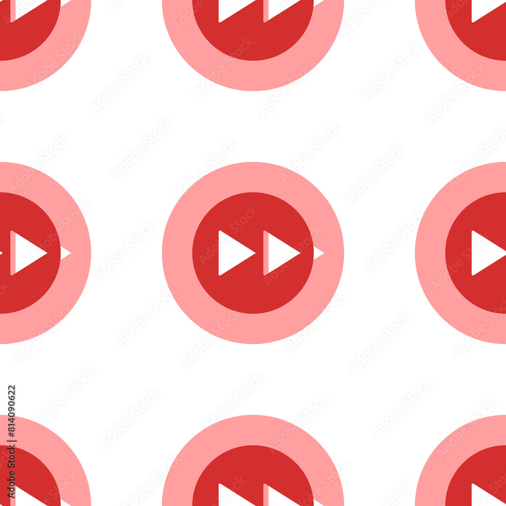 Poster seamless pattern of large isolated red fast forward symbols. the elements are evenly spaced. illustr