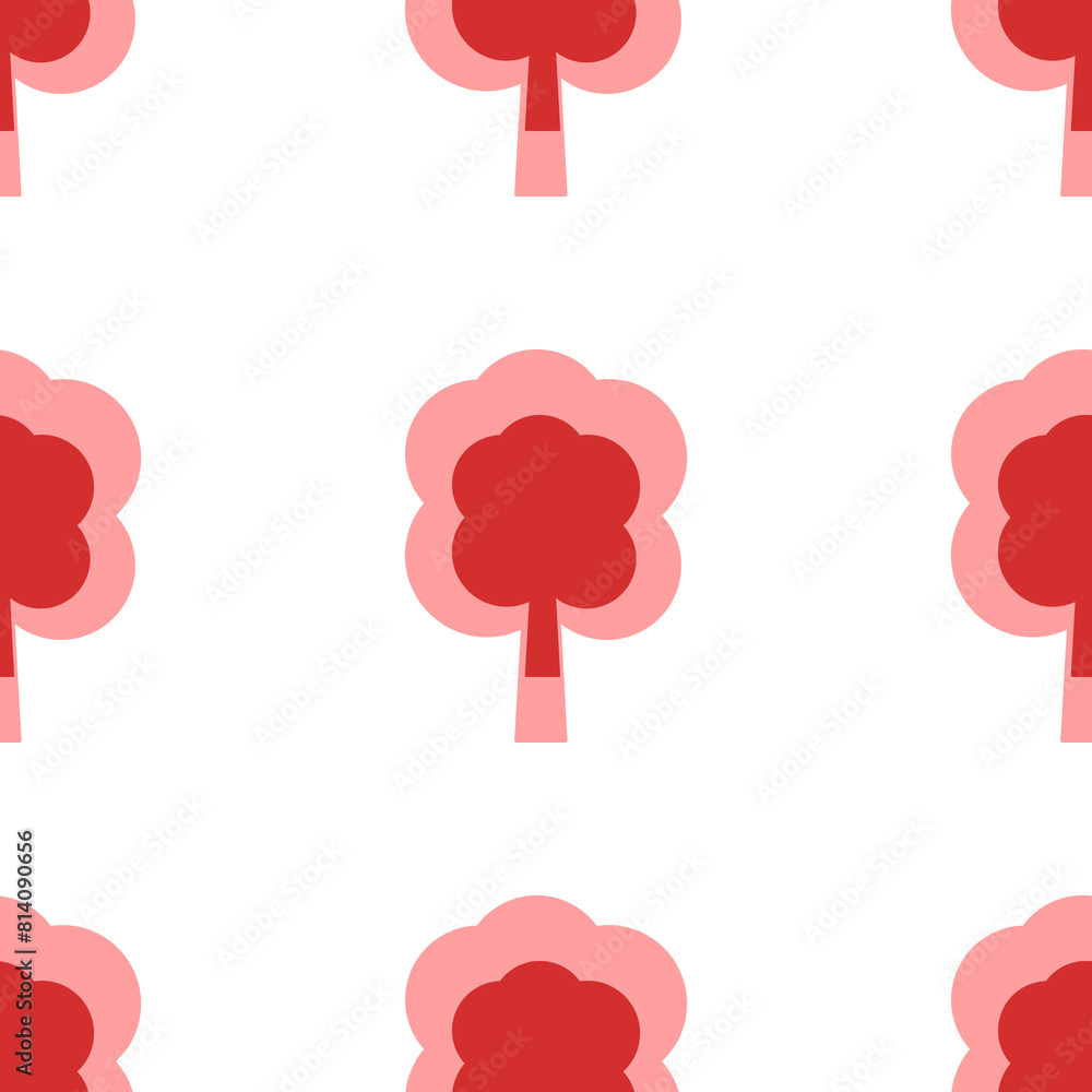 Poster seamless pattern of large isolated red tree symbols. the elements are evenly spaced. illustration on