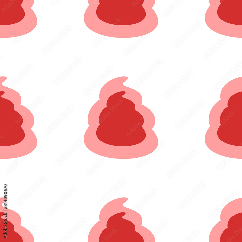 Poster seamless pattern of large isolated red poop symbols. the elements are evenly spaced. illustration on