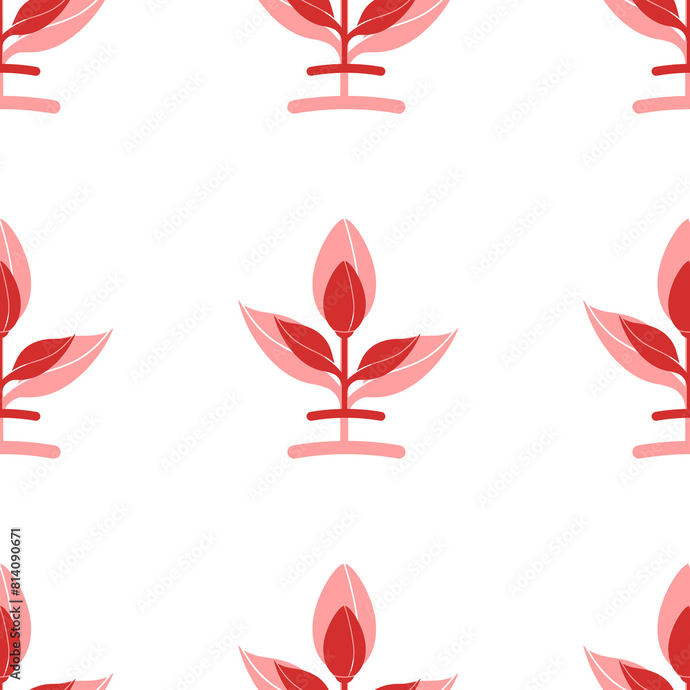 Poster seamless pattern of large isolated red sprout symbols. the elements are evenly spaced. illustration 