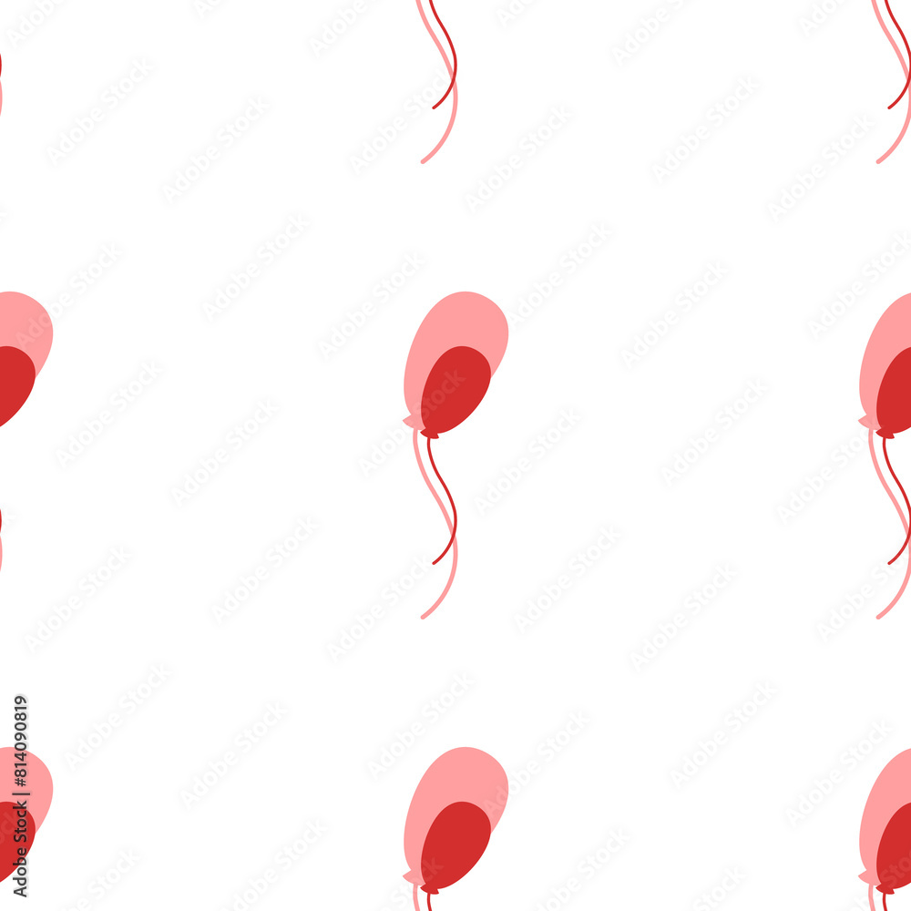 Poster seamless pattern of large isolated red balloon symbols. the elements are evenly spaced. illustration