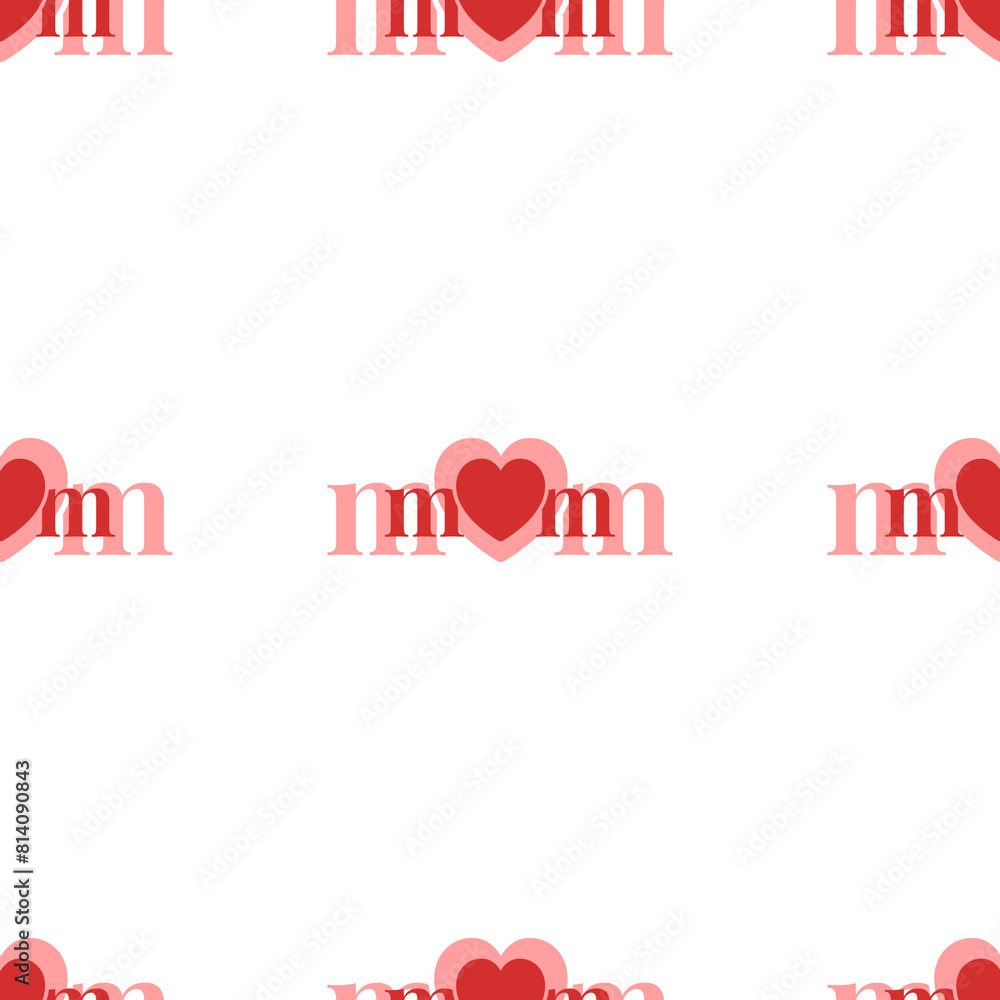 Poster seamless pattern of large isolated red mother's day symbols. the elements are evenly spaced. illustr