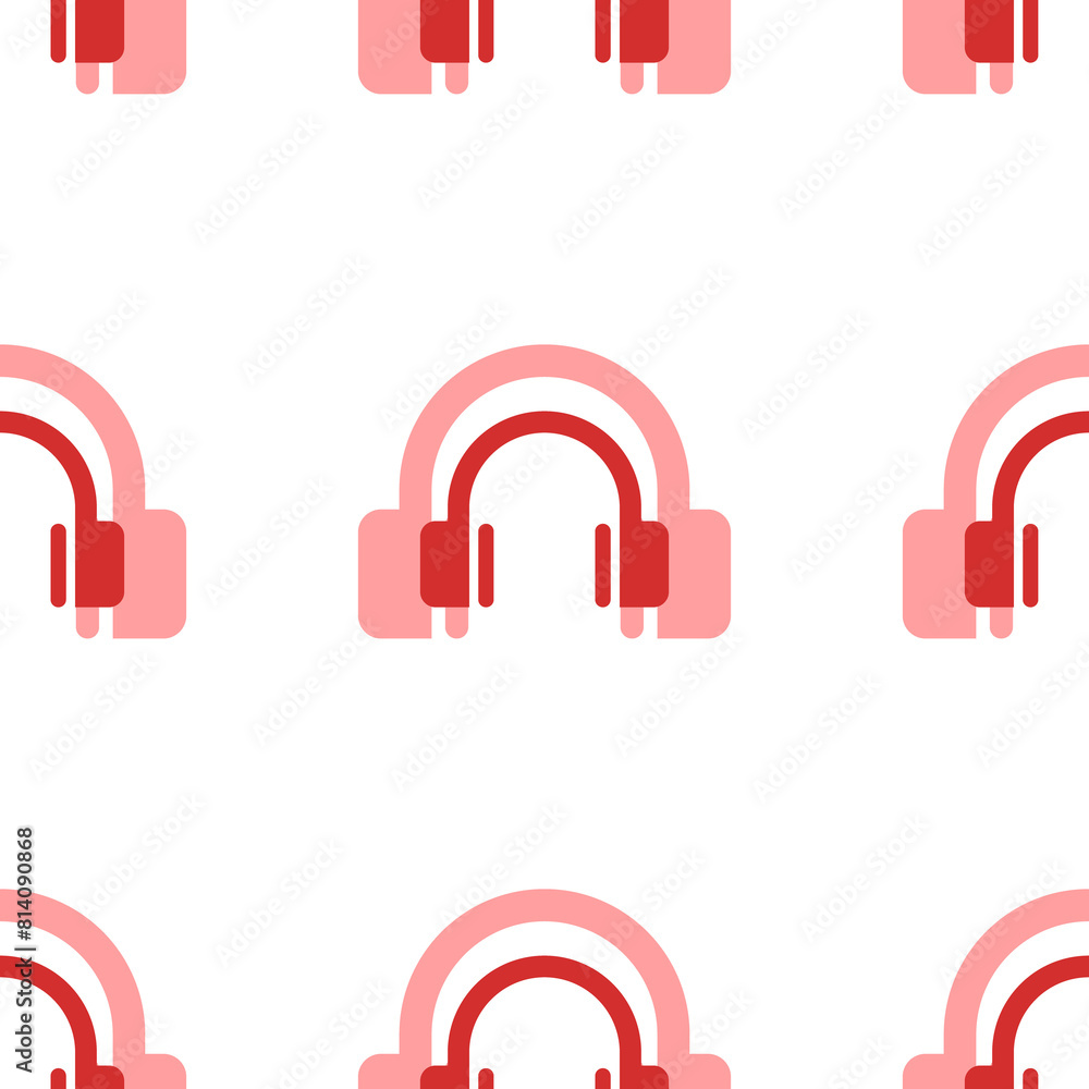 Poster seamless pattern of large isolated red headphones symbols. the elements are evenly spaced. illustrat