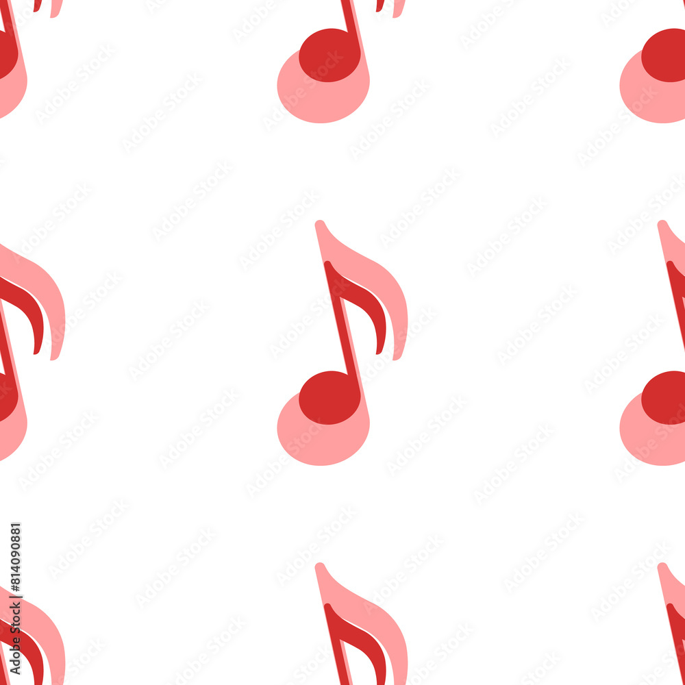 Poster seamless pattern of large isolated red musical note symbols. the elements are evenly spaced. illustr