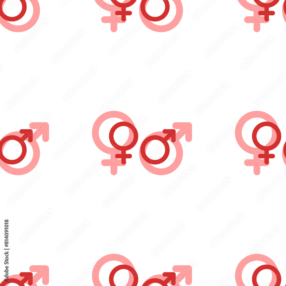 Poster seamless pattern of large isolated red gender symbols. the elements are evenly spaced. illustration 