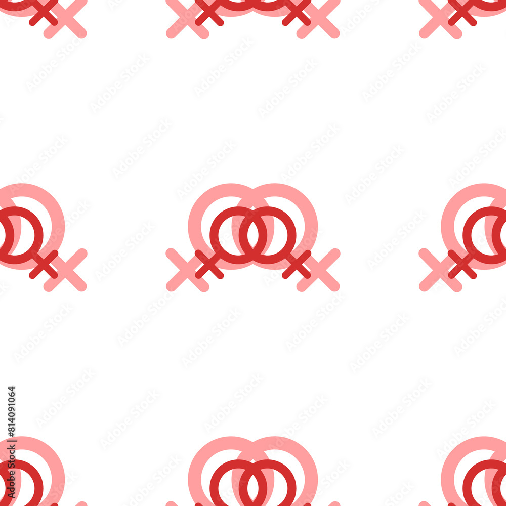 Poster seamless pattern of large isolated red lesbian symbols. the elements are evenly spaced. illustration