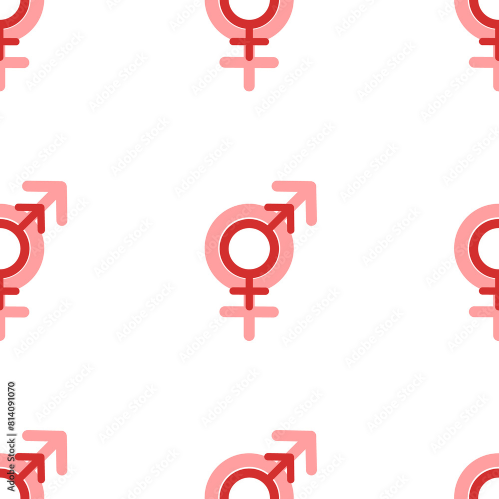 Poster seamless pattern of large isolated red bigender symbols. the elements are evenly spaced. illustratio