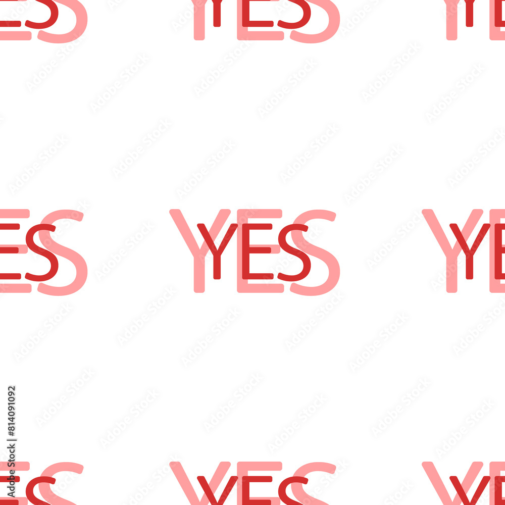 Poster seamless pattern of large isolated red yes symbols. the elements are evenly spaced. illustration on 
