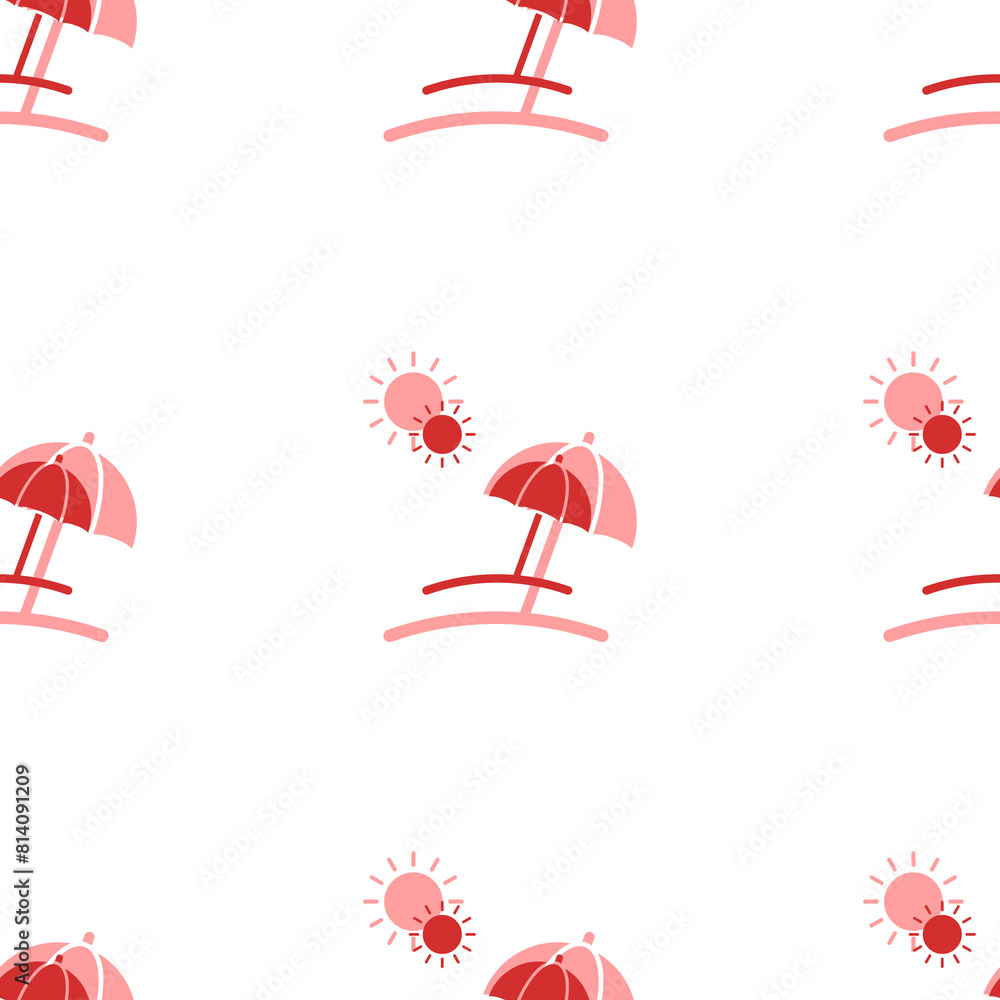 Poster seamless pattern of large isolated red beach symbols. the elements are evenly spaced. illustration o
