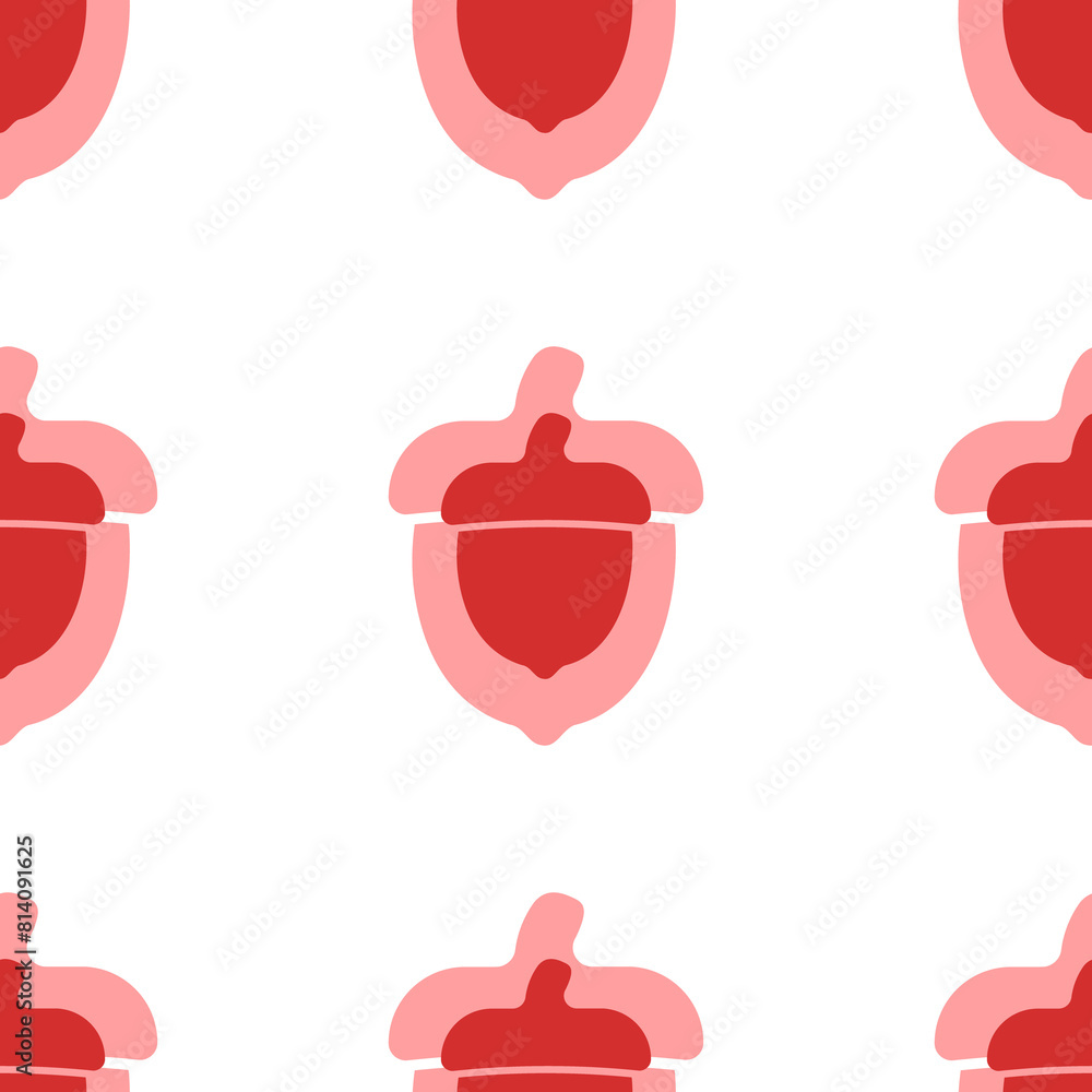 Poster seamless pattern of large isolated red acorn symbols. the elements are evenly spaced. illustration o