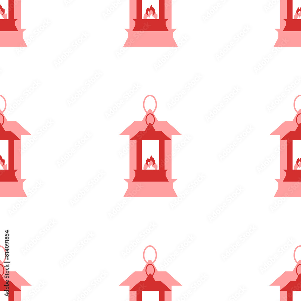 Poster seamless pattern of large isolated red christmas lanterns. the elements are evenly spaced. illustrat