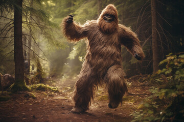 Bigfoot dancing in the forest