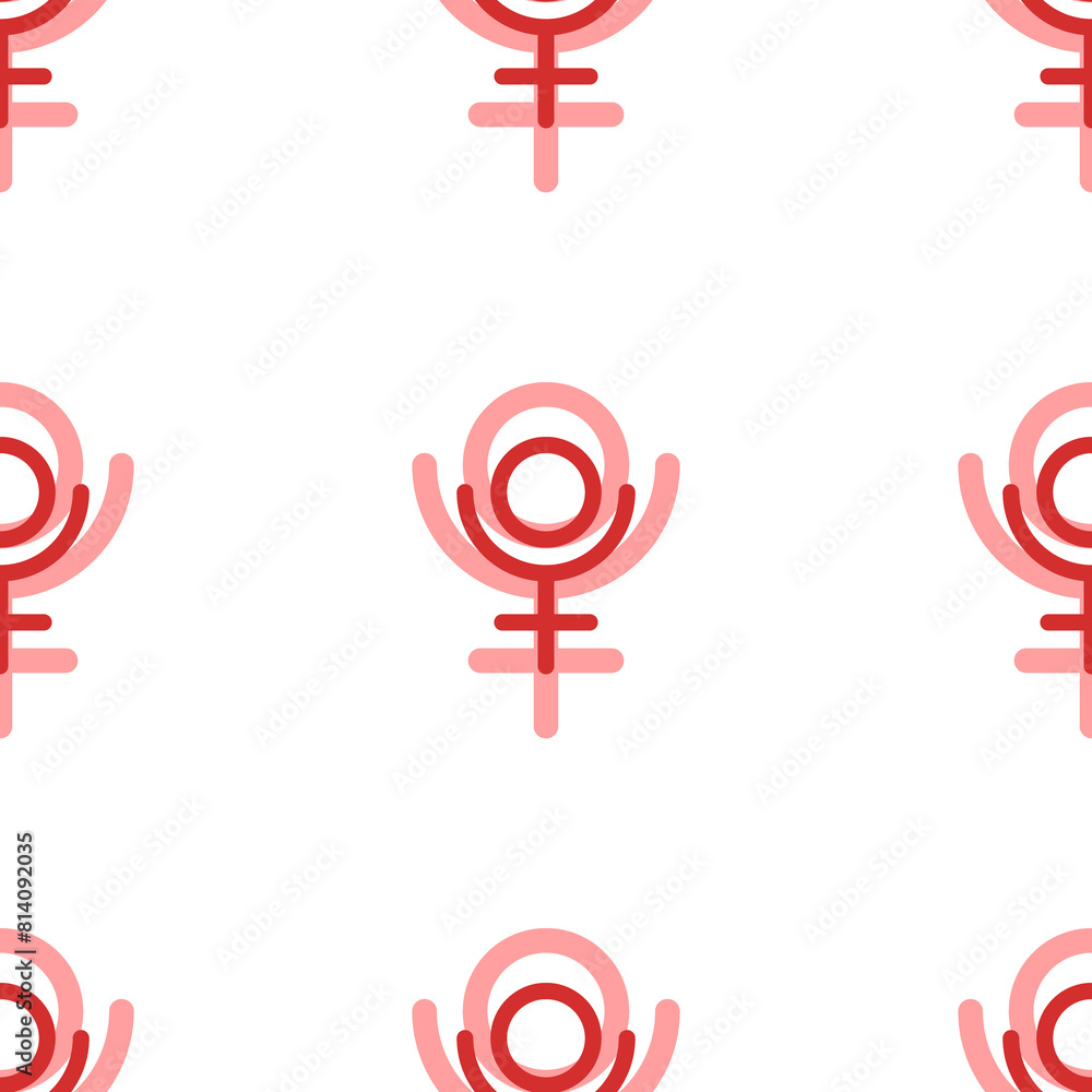 Poster seamless pattern of large isolated red astrological pluto symbols. the elements are evenly spaced. i