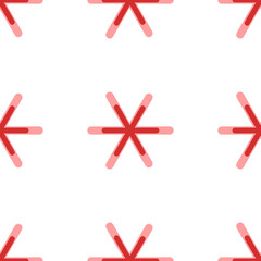 Seamless pattern of large isolated red astrological sextile symbols. The elements are evenly spaced. Illustration on light red background