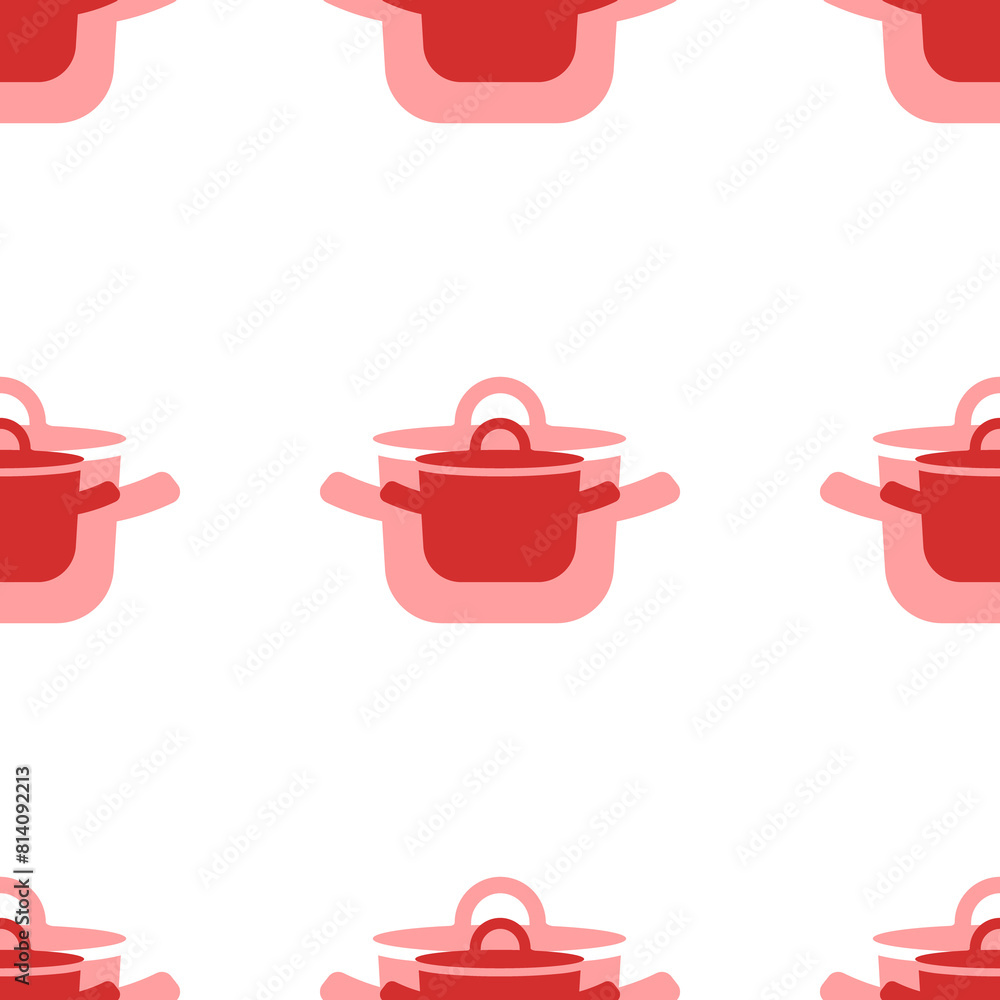 Poster seamless pattern of large isolated red pot symbols. the elements are evenly spaced. illustration on 