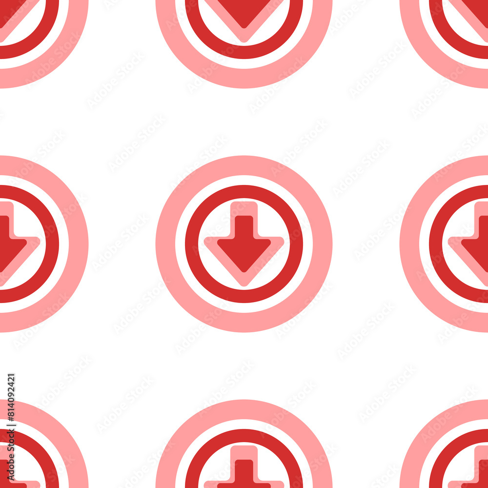 Poster seamless pattern of large isolated red download symbols. the elements are evenly spaced. illustratio