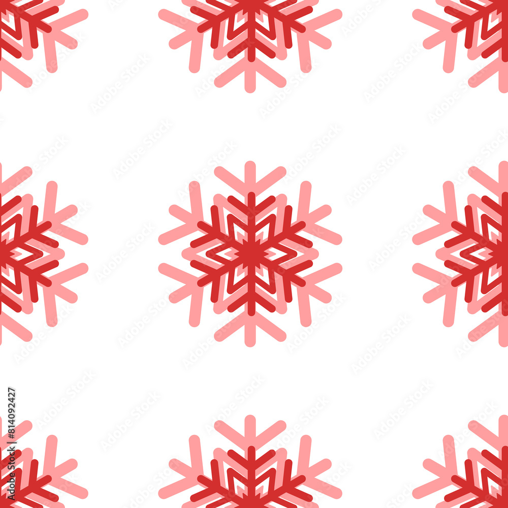 Poster seamless pattern of large isolated red snowflake symbols. the elements are evenly spaced. illustrati