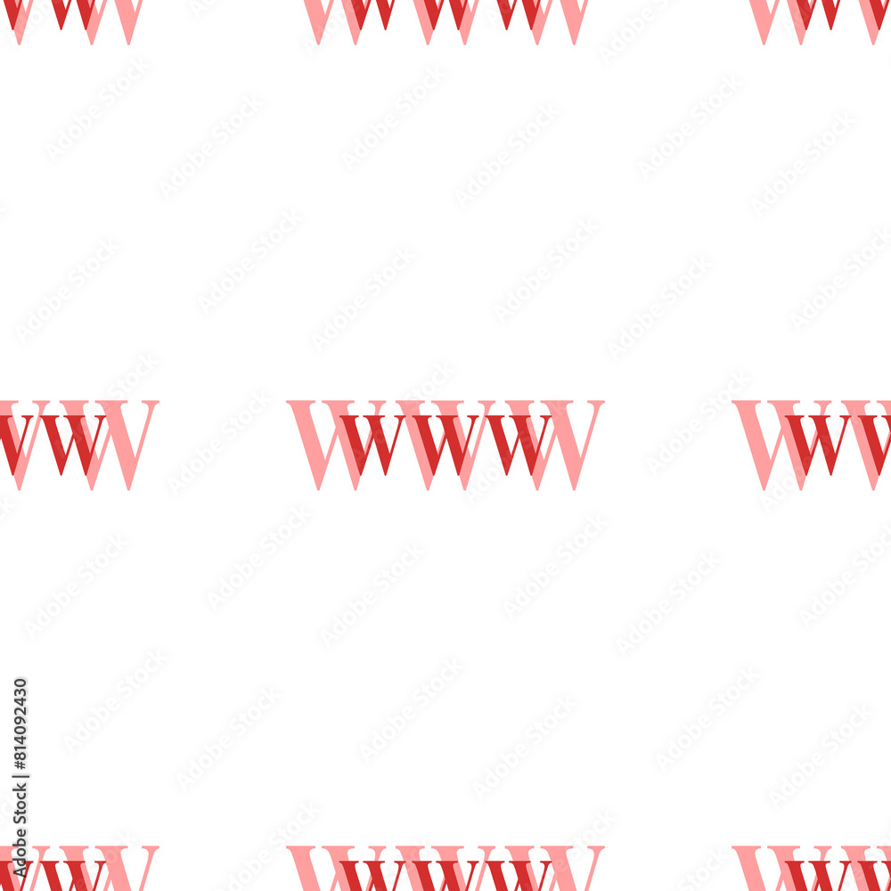 Poster seamless pattern of large isolated red www symbols. the elements are evenly spaced. illustration on 