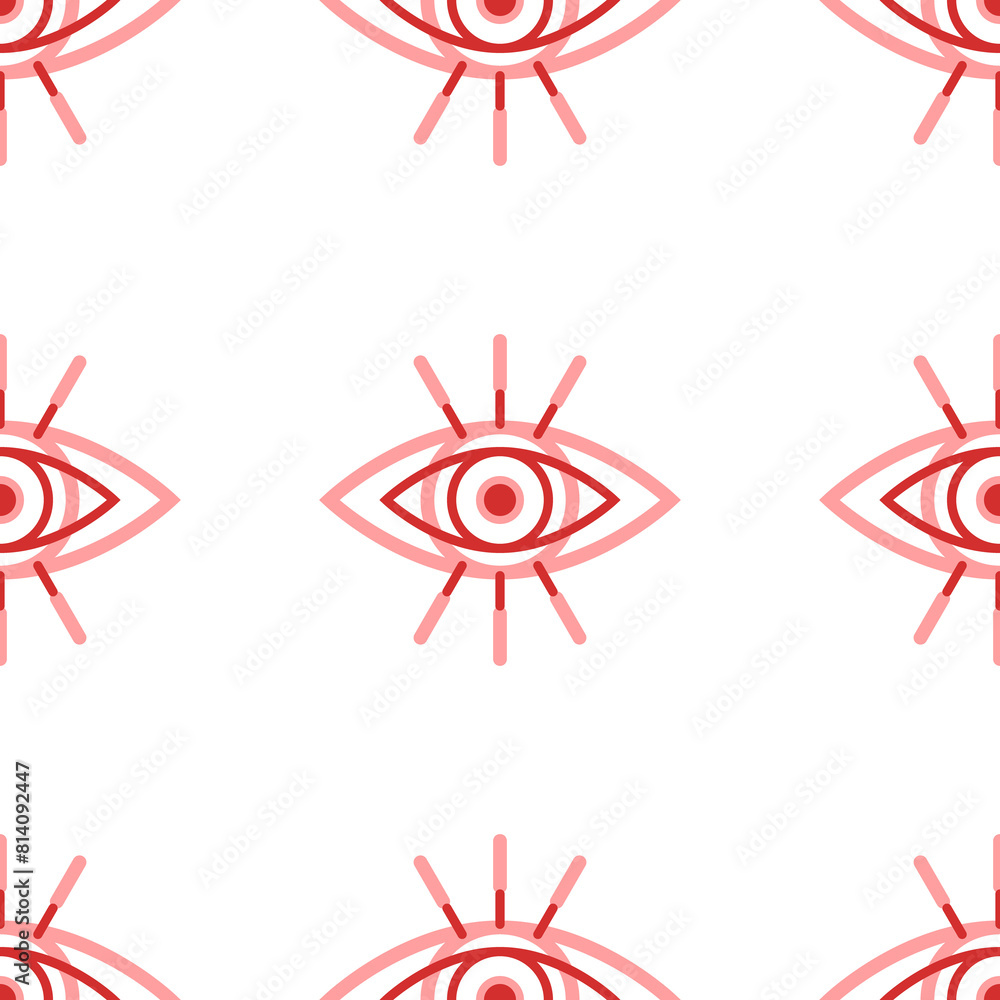 Poster seamless pattern of large isolated red vision symbols. the elements are evenly spaced. illustration 