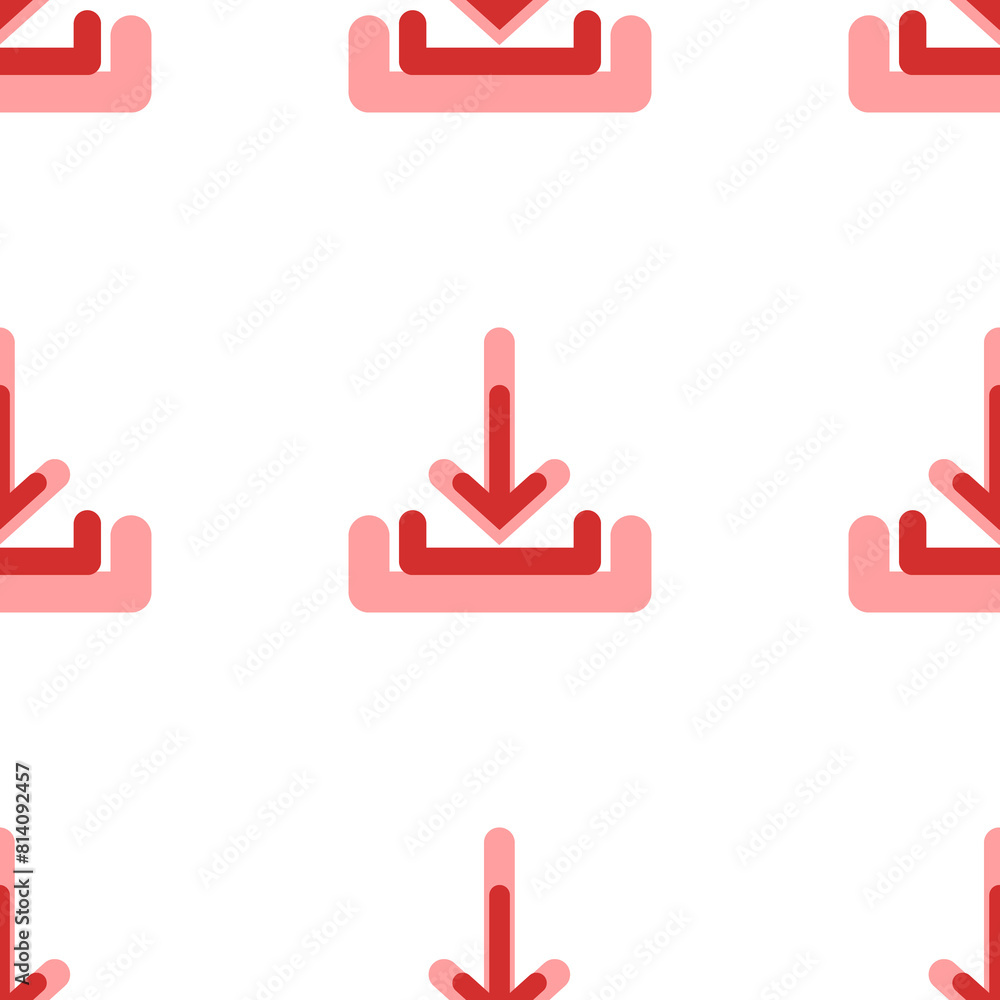 Poster seamless pattern of large isolated red download symbols. the elements are evenly spaced. illustratio