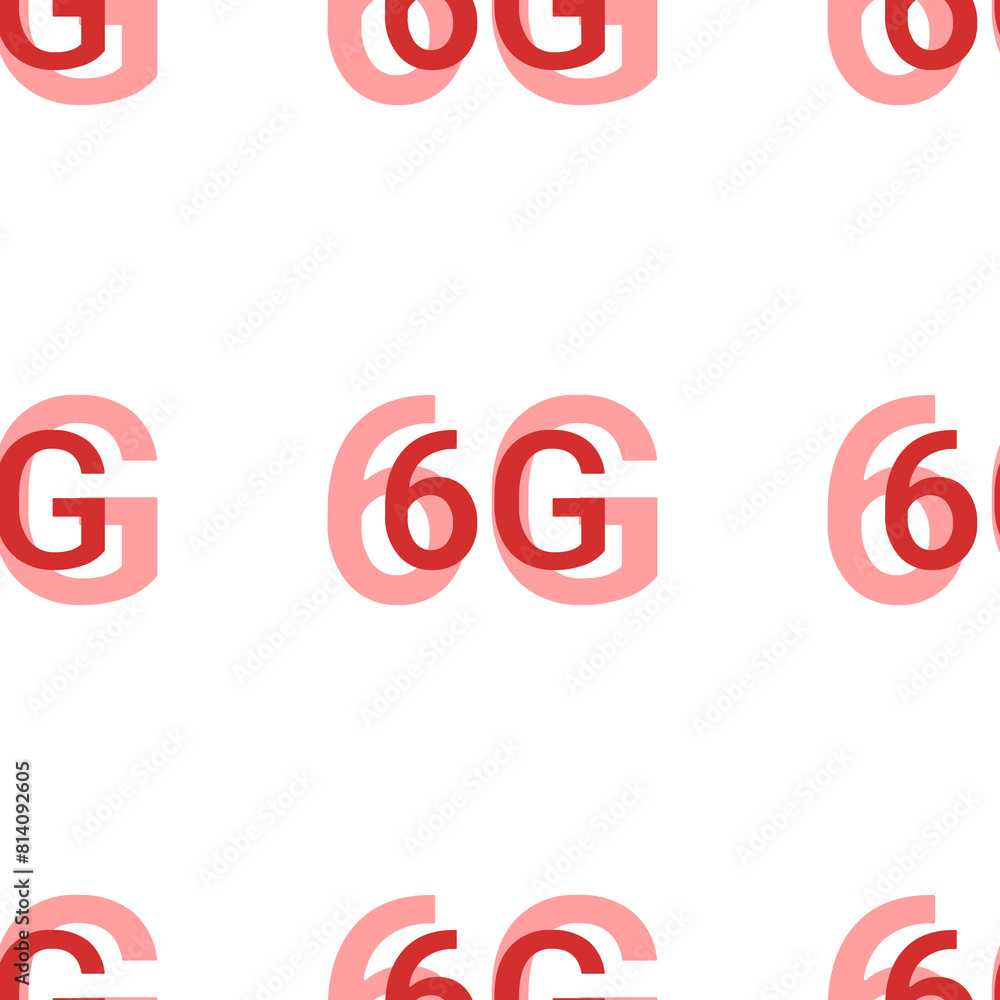 Poster seamless pattern of large isolated red 6g symbols. the elements are evenly spaced. illustration on l