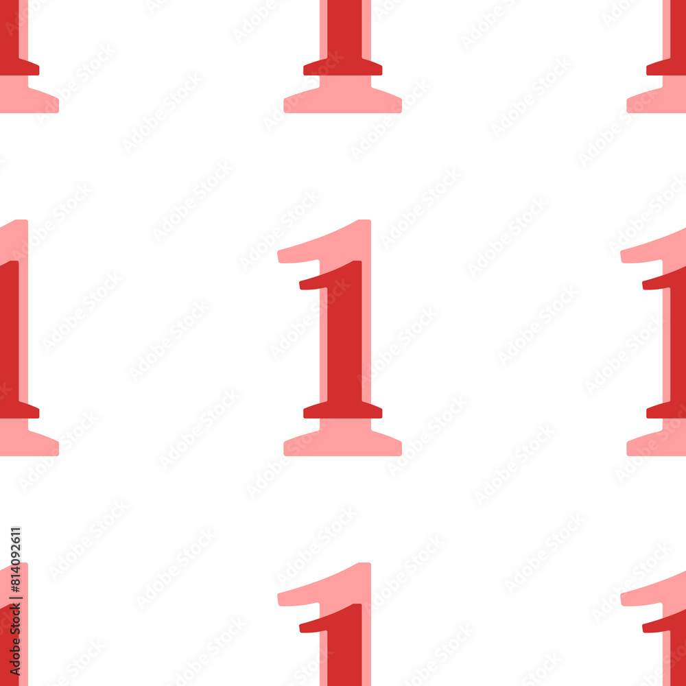 Poster seamless pattern of large isolated red number one symbols. the elements are evenly spaced. illustrat