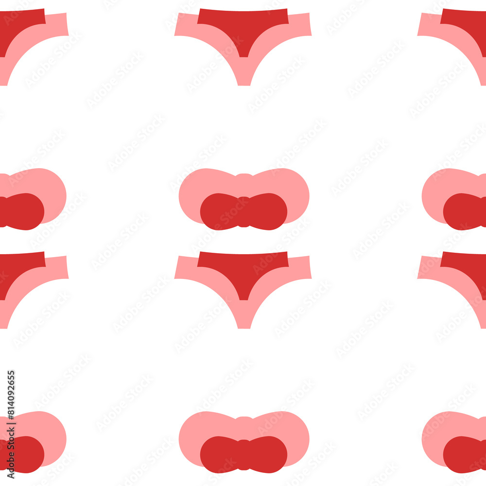 Poster seamless pattern of large isolated red bikini symbols. the elements are evenly spaced. illustration 