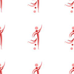 Seamless pattern of large isolated red football soccer symbols. The elements are evenly spaced. Illustration on light red background