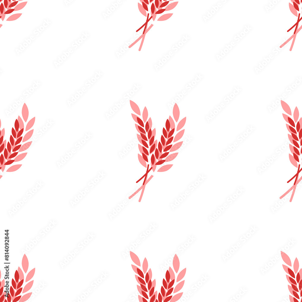 Poster seamless pattern of large isolated red wheat symbols. the elements are evenly spaced. illustration o