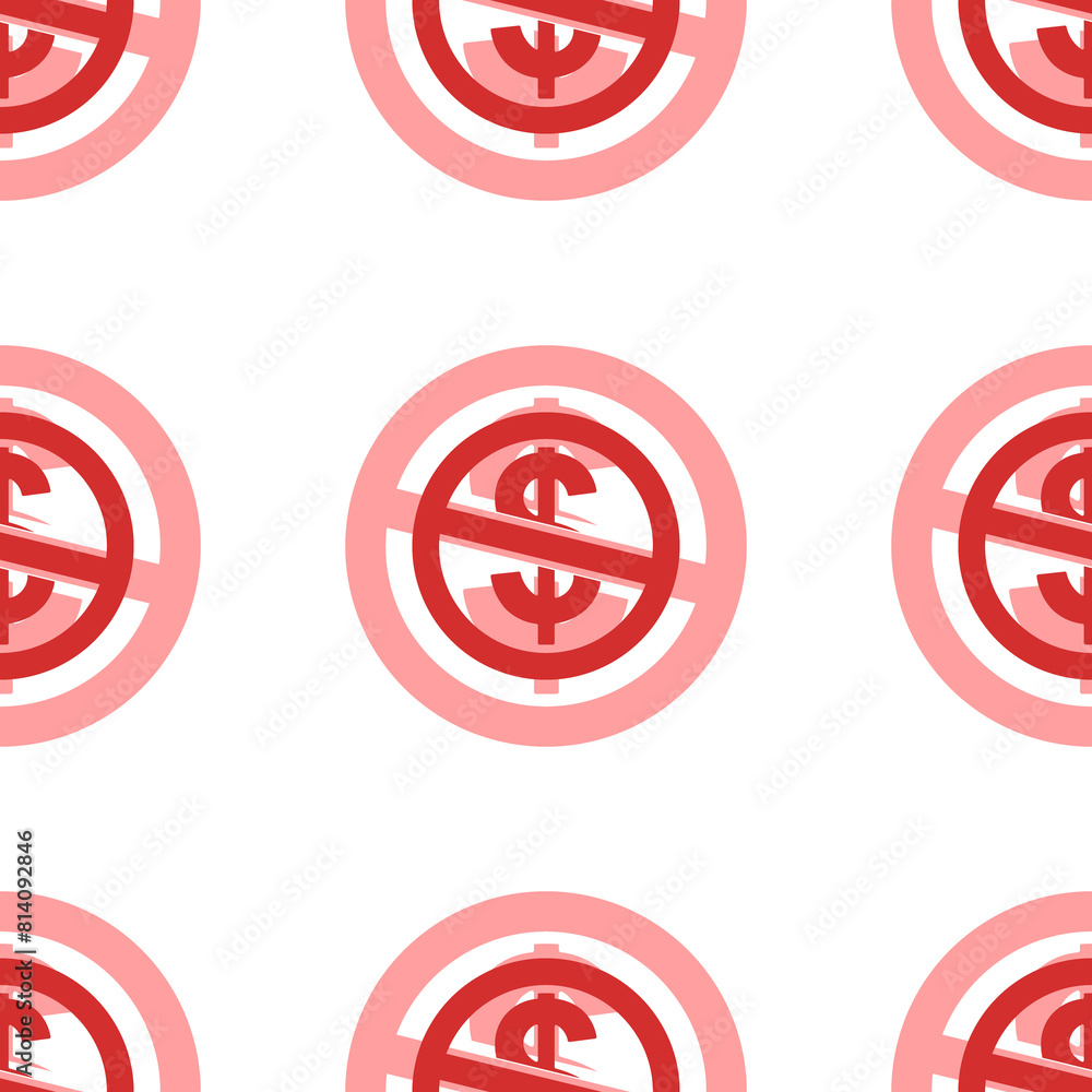 Aufkleber seamless pattern of large isolated red no dollar symbols. the elements are evenly spaced. illustrati