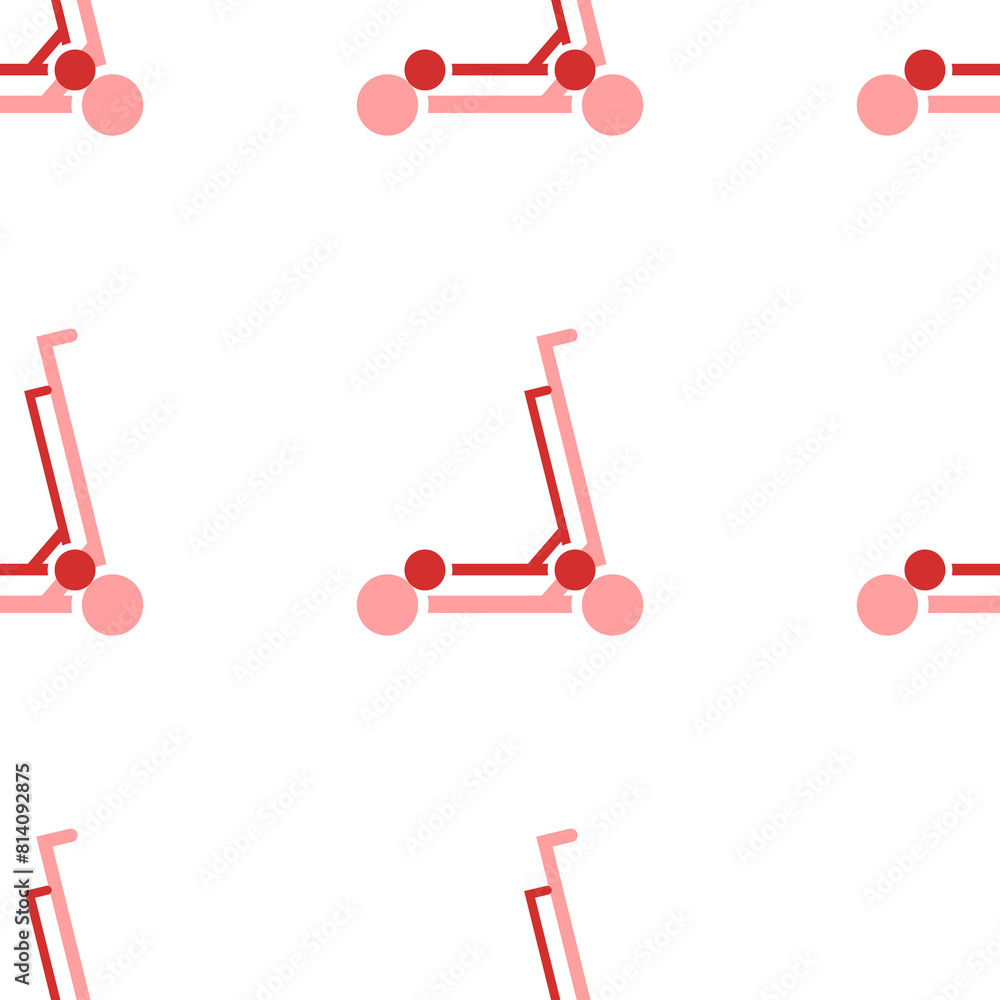 Poster seamless pattern of large isolated red kick scooter symbols. the elements are evenly spaced. illustr