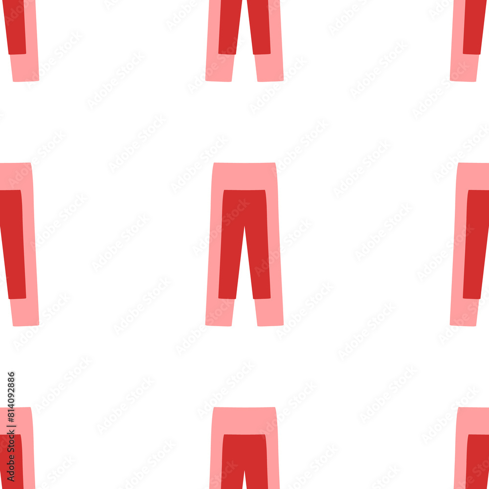 Poster seamless pattern of large isolated red pants symbols. the elements are evenly spaced. illustration o