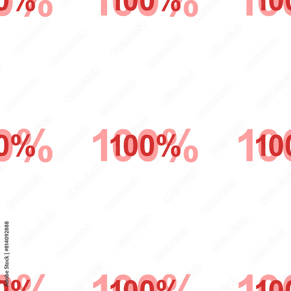 Poster seamless pattern of large isolated red 100 percent symbols. the elements are evenly spaced. illustra