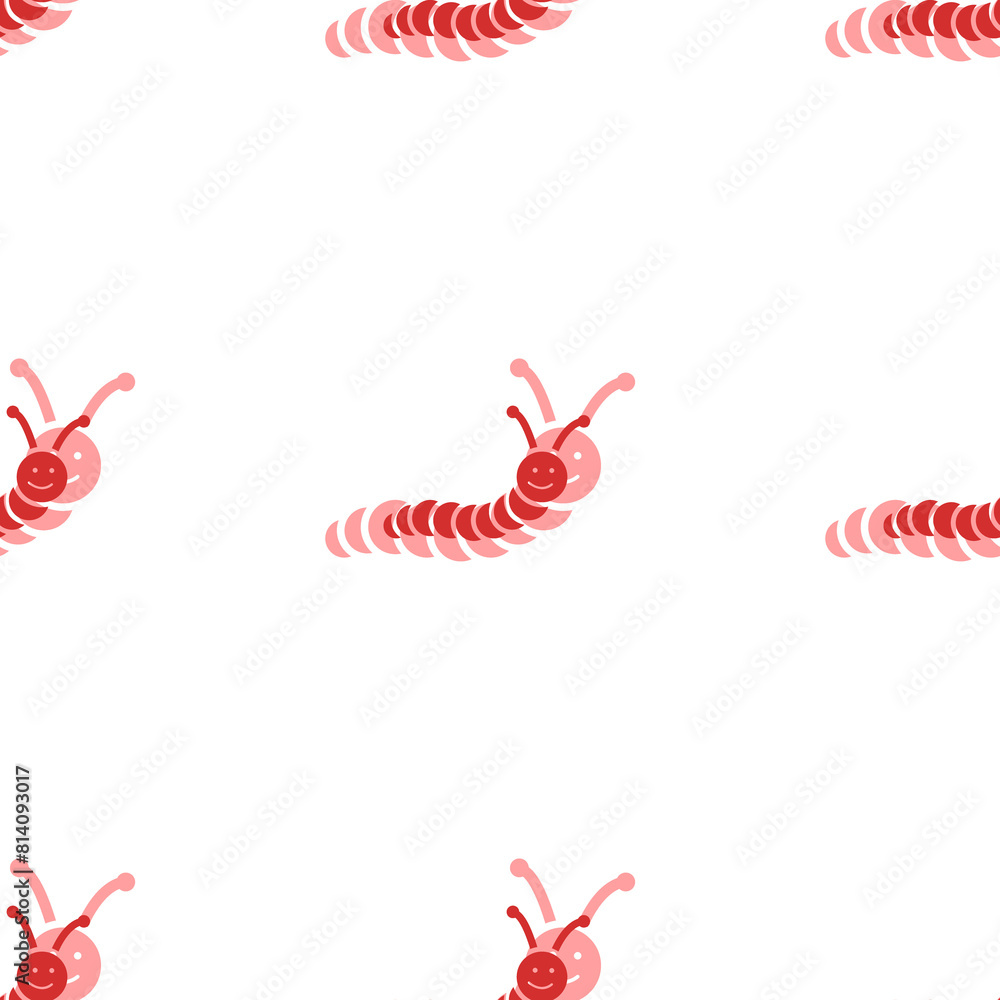 Poster seamless pattern of large isolated red caterpillar symbols. the elements are evenly spaced. illustra