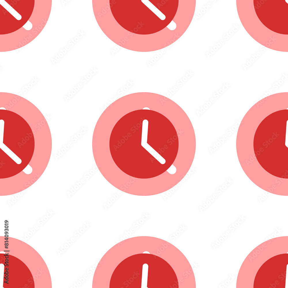 Poster seamless pattern of large isolated red time symbols. the elements are evenly spaced. illustration on