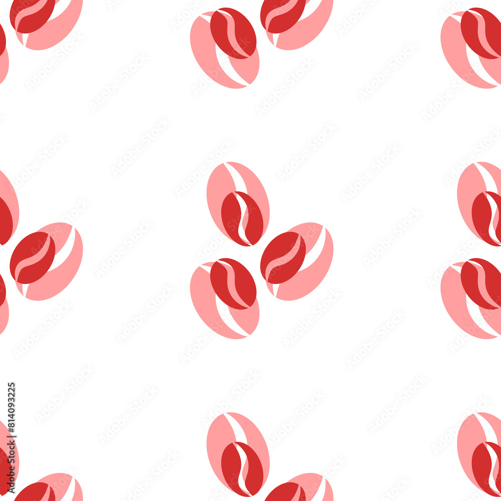 Poster seamless pattern of large isolated red coffee beans symbols. the elements are evenly spaced. illustr