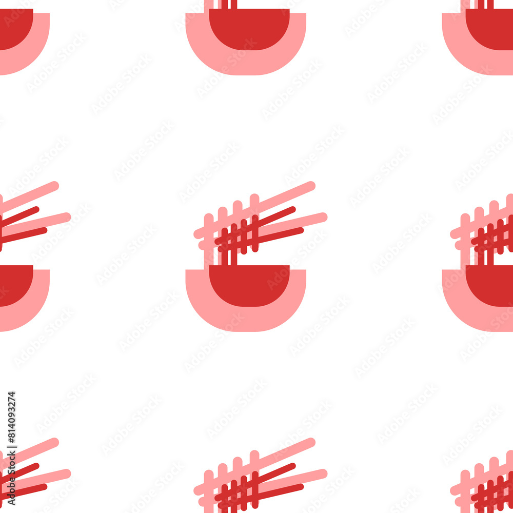 Poster seamless pattern of large isolated red noodle symbols. the elements are evenly spaced. illustration 