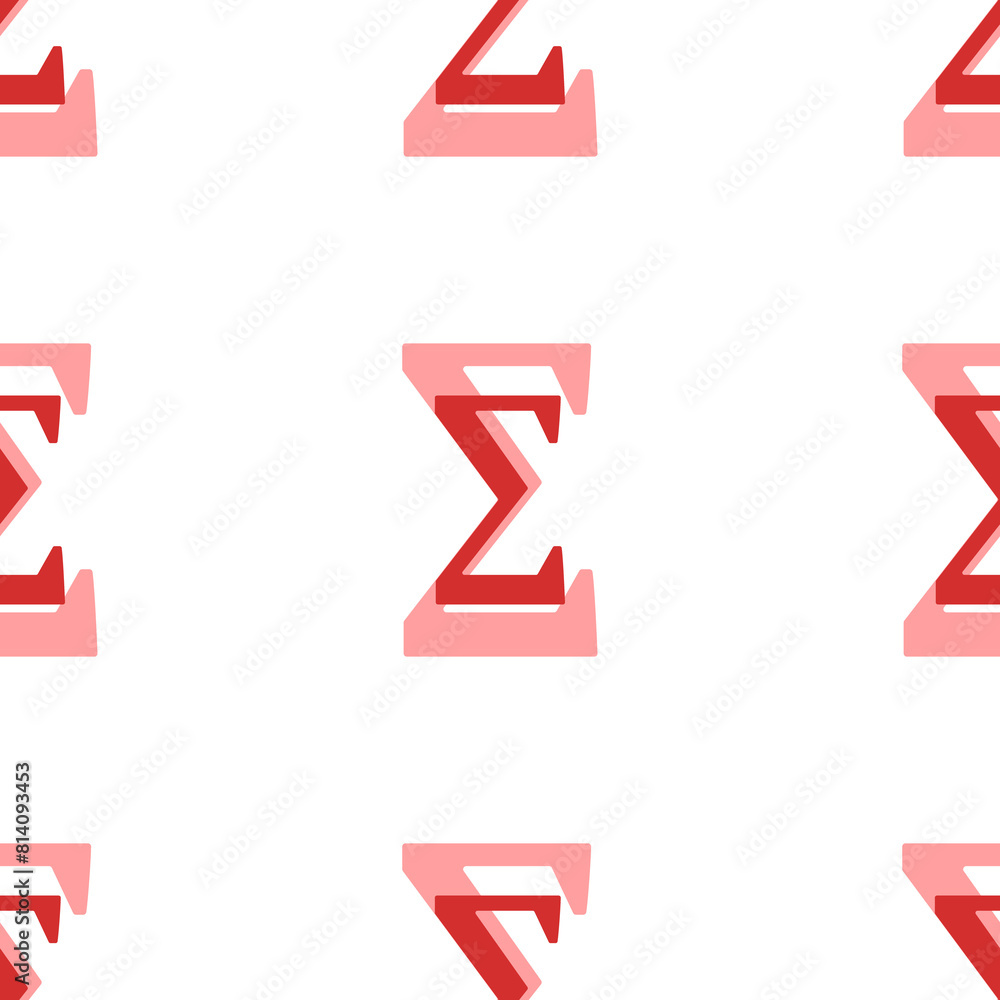 Poster seamless pattern of large isolated red sigma symbols. the elements are evenly spaced. illustration o